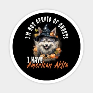 American Akita Dog Ghost Guardian Vintage Halloween Funny Magnet